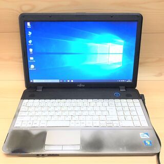 赤字覚悟 送料無料 ノートPC 中古動作良品 15.6型 富士通 A512/F Celeron 4GB 320G DVDマルチ Windows10 テンキー付 Office