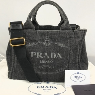 PRADA プラダ 黒デニム カナパPM 2wayショルダートートバッグ　2014年購入