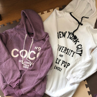パーカー  白 紫 ホワイト パープル