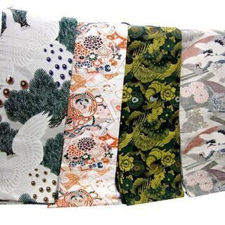 アンティーク　丸帯 全通 4点セット 孔雀/鶴/花紋 刺繍 札幌...
