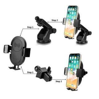 高速3in1ワイヤレスカーチャージャー電話ホルダーエアベントマウントの画像