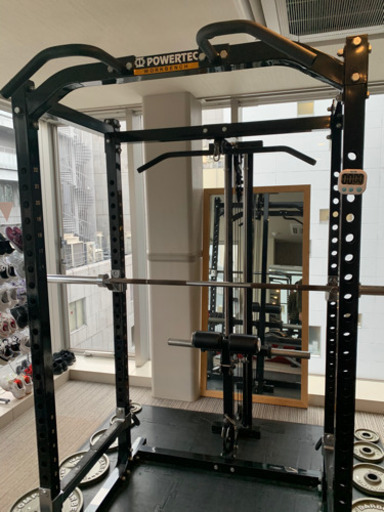 パワーラック、ベンチ、可変式ダンベル4点、ミラーのセット