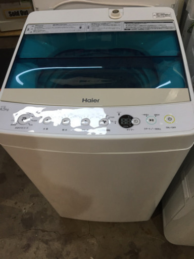 Haier 4.5kg 洗濯機 2018年製 JW-C45A