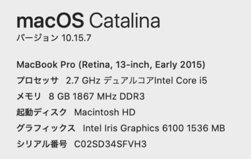 送料無料⭐️MacBook Pro 本体 13インチ 美品 2015