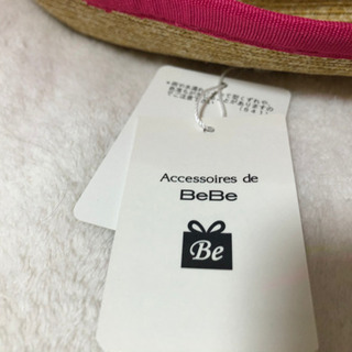 新品タグ付き　べべ  bebe 女の子　帽子　ハット　おリボン　可愛い　麦わら　人気の画像
