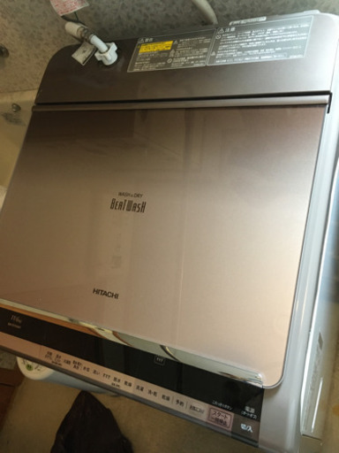 日立　洗濯機　ビートウォッシュ　11kg ガラストップ　2016年式