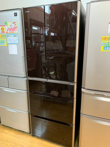 【訳アリ】美品 2015年製 HITACHI 475Lフレンチドア冷蔵庫 R-G4800E XT ガラス扉 真空チルド 日本製 日立