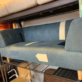 2/5 値下げ! パッチワークデザイン デニム 2人掛けソファ