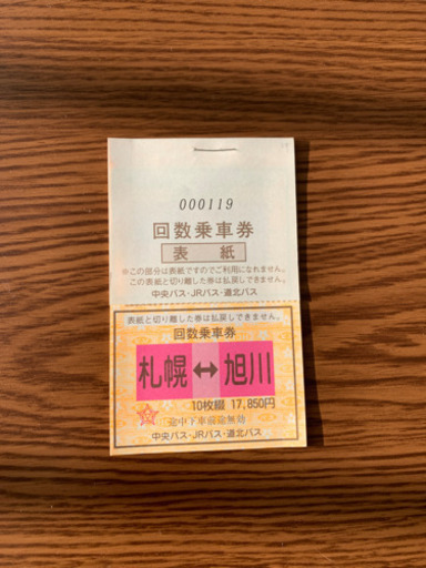 札幌旭川間高速バス券 7枚綴
