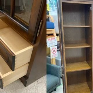 【愛品館 江戸川店】カリモク　書棚　本棚　飾り棚　ID:155-017404-007  配送可　代引き配送可（代引きの場合は現金のみのお取り扱いになります）の画像
