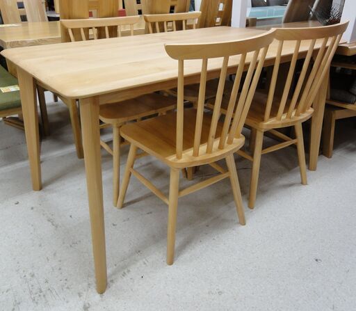 ダイニングテーブル 5点セット NA 天然木  テーブル／チェア×4【ユーズドユーズ名古屋天白店】 J537
