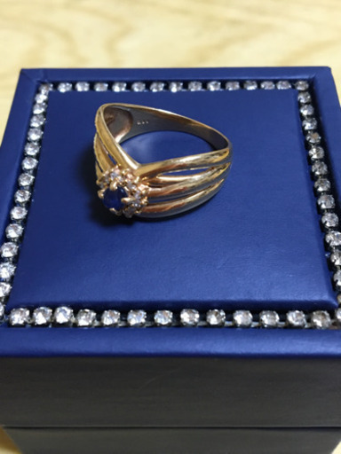 ♡K18刻印あり♡サファイア&ダイヤリング   女性のみ