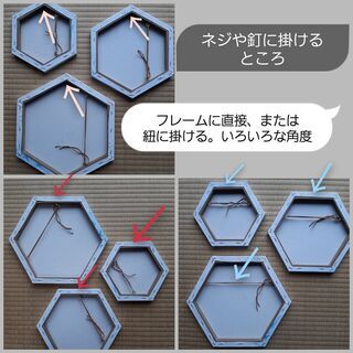 油絵　直筆　絵画：　体内ダンス （六角形　３枚　セット）の画像