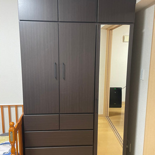 【契約済】【美品】ニトリ　クローゼット　引出し　鏡　ダークブラウン