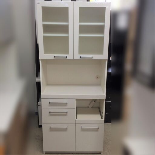 J475 Pamouna パモウナ 薄型クリーンボディキッチンボードシリーズ YC-S750R 食器棚 レンジボード キッチン収納 ホワイト 745×395×1800 クリーニング済み