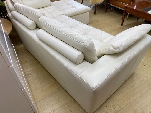 ニトリ　本革カウチソファーダブルライン ロング ホワイト 白★買取帝国 朝霞店