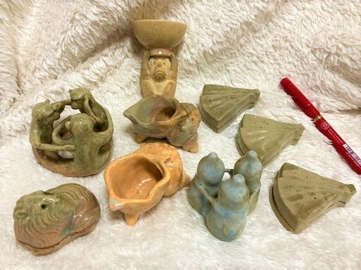 ★美品!!蔵出し・萩焼9点まとめて・縁起物・香合や飾り置物など・茶道具★