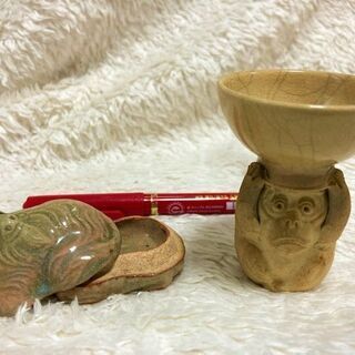 ★美品!!蔵出し・萩焼9点まとめて・縁起物・香合や飾り置物など・茶道具★の画像