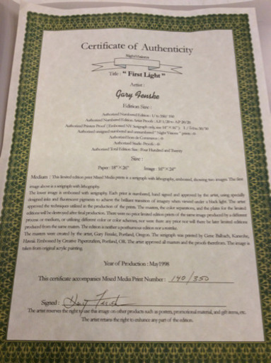 品 絵画 〝ファーストライト〟 トップ ゲリーフェンスキー Gary Fenske