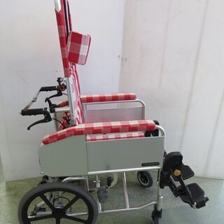 山口)下松市より 車椅子(赤白チェック)　BIZHA16H　の画像