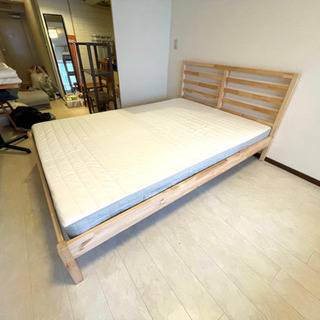 美品) IKEA ダブルベッド