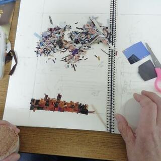 障害者製作　手作り　ハンドメイド　貼り絵　コラージュ作品の画像