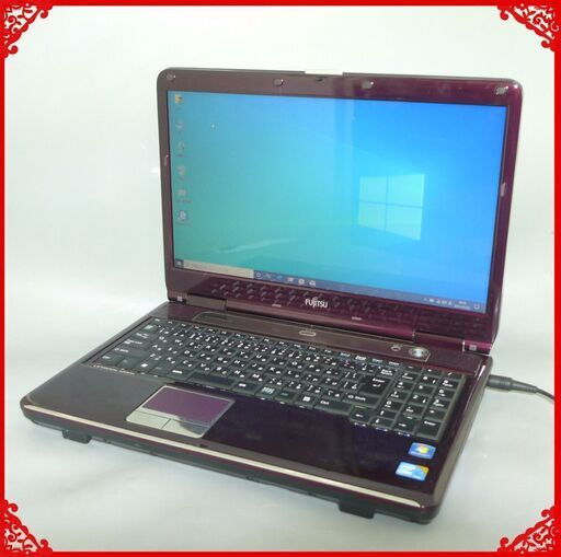 送料無料 1台限定 ノートPC 中古良品 15.6型 富士通 AH550/5A Core i5 4GB 500GB DVDRW 無線 Windows10 テンキー LibreOffice クリムゾン