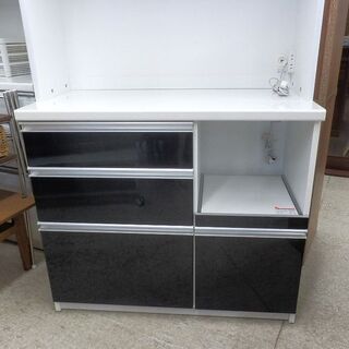 レンジボード 大型 幅99cm キッチンボード レンジ台 ブラウン 99×49.5×198.5cm ペイペイ対応 札幌市西区西野