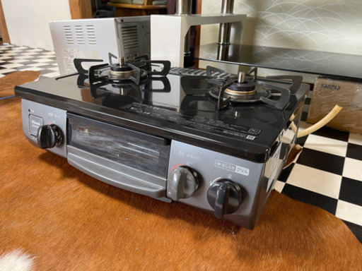 【リサイクルショップ八光　安心の3ヶ月保証　配達・設置OK】リンナイ  KG34NBKL/13A [ガステーブル 56cm幅 ブラック 左強火力 都市ガス用]