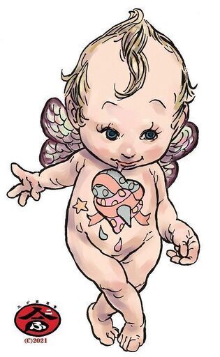 キューピーちゃんの生原稿（キューピーはパブリックドメインで誰が描いても良いキャラです）