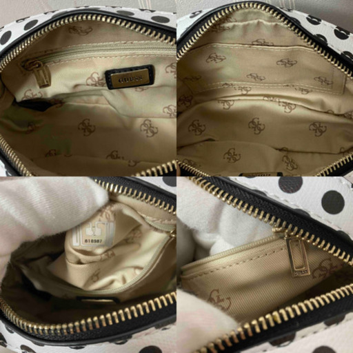 新品 guess ゲス ポーチ ショルダーバッグ 花柄 ドット柄 白
