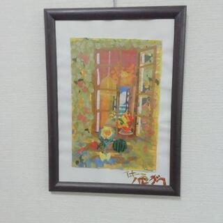 障害者製作　コラージュ作品　タイトルは窓　貼り絵