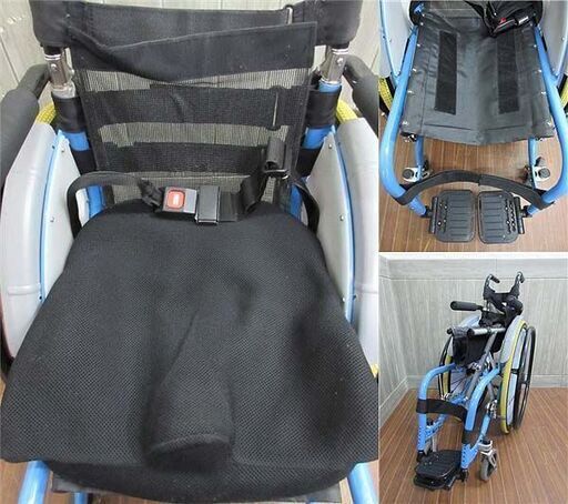 ss1910　MAX　自走式車椅子　マックスプレジャー04　スポークカバー付　マックス　車いす　折りたたみ　水色　ブルー　くまのプーさ