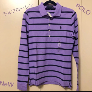 訳あり新品ラルフローレンストライプポロシャツ/M