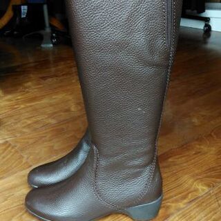 ★完売★SALE★☆新品☆　ブラウン・本革ロングブーツ（23.5センチ）の画像