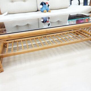無料！センターテーブル☆オリエンタル風☆ガラステーブル☆幅150×奥行60×高さ39cmの画像