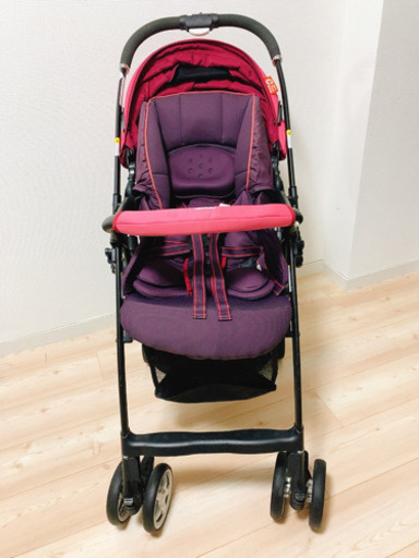 アップリカ👶🏻🤍ベビーカー ラクーナ オート4キャスピンク💗×パープル💜