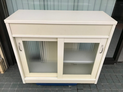 ※終了※【両面扉】キッチンラック　食器棚　キッチン収納　ホワイト家具