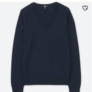 新品 ユニクロ Vネック セーター カシミヤ100% ネイビー/...