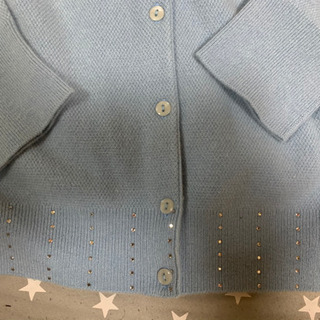 新品訳あり！水色 カシミア カーディガン Fの画像