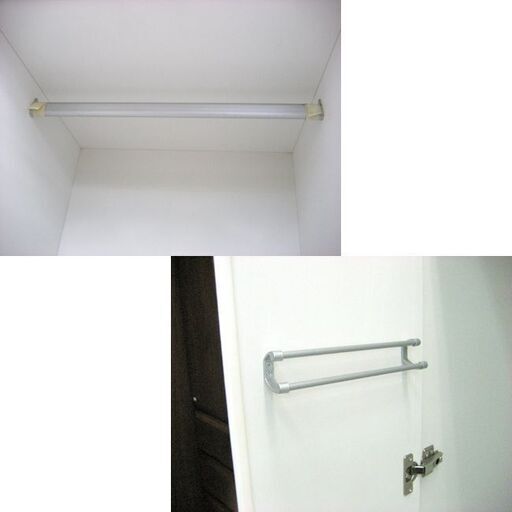 ワードローブ 59×55×200cm 引き出し付き ホワイト 衣類収納