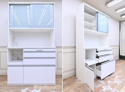 IB19 高級メーカー松田家具 食器棚 ダイニングボード レンジボード キッチンボード スライドドア 引出一部オートクローズ