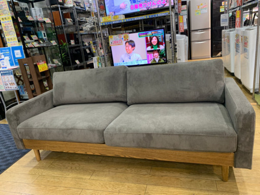モデルルーム展示品 モダン ファブリック 3人掛けソファ 布 コーデュロイ FT3PCLB