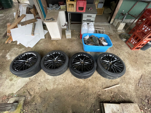 210系 クラウン アスリート 純正 18インチ ブラックスパッタリング ブリジストン ポテンザ 225/45R18 タイヤ ホイール 4本SET マークX等