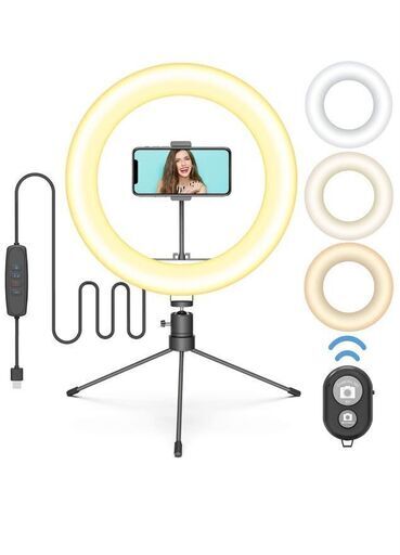 新品　未使用　そのほかも色々激安にて、出品してます！！新品　未使用　GooDee LEDリングライト 10インチ 自撮りライト 3色モード付き 高輝度LED 10段階調光 撮影照明用ライト USB給電 卓上ライト Bluetoothリモコン/三脚スタンド付き 美容化粧/YouTube生放送/自撮り/ビデオカメラ撮影用 …