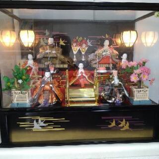 値下げしました！喜月作 本頭雛飾り 三段 ライト、オルゴール付き 美