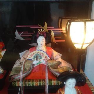 値下げしました！喜月作 本頭雛飾り 三段 ライト、オルゴール付き 美