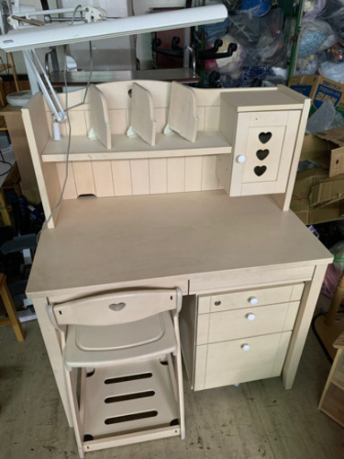 木製学習机 デスク本体 上棚 引き出しワゴン イス ライト