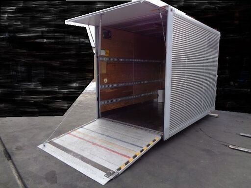 トラックコンテナ 箱 スロープ付 3400x1950x2600 アルミバン 冷凍冷蔵 倉庫 物置 ガレージ 愛媛より