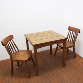 ベルメゾン 正方形(75cm) アンティーク風テーブル チェア2...